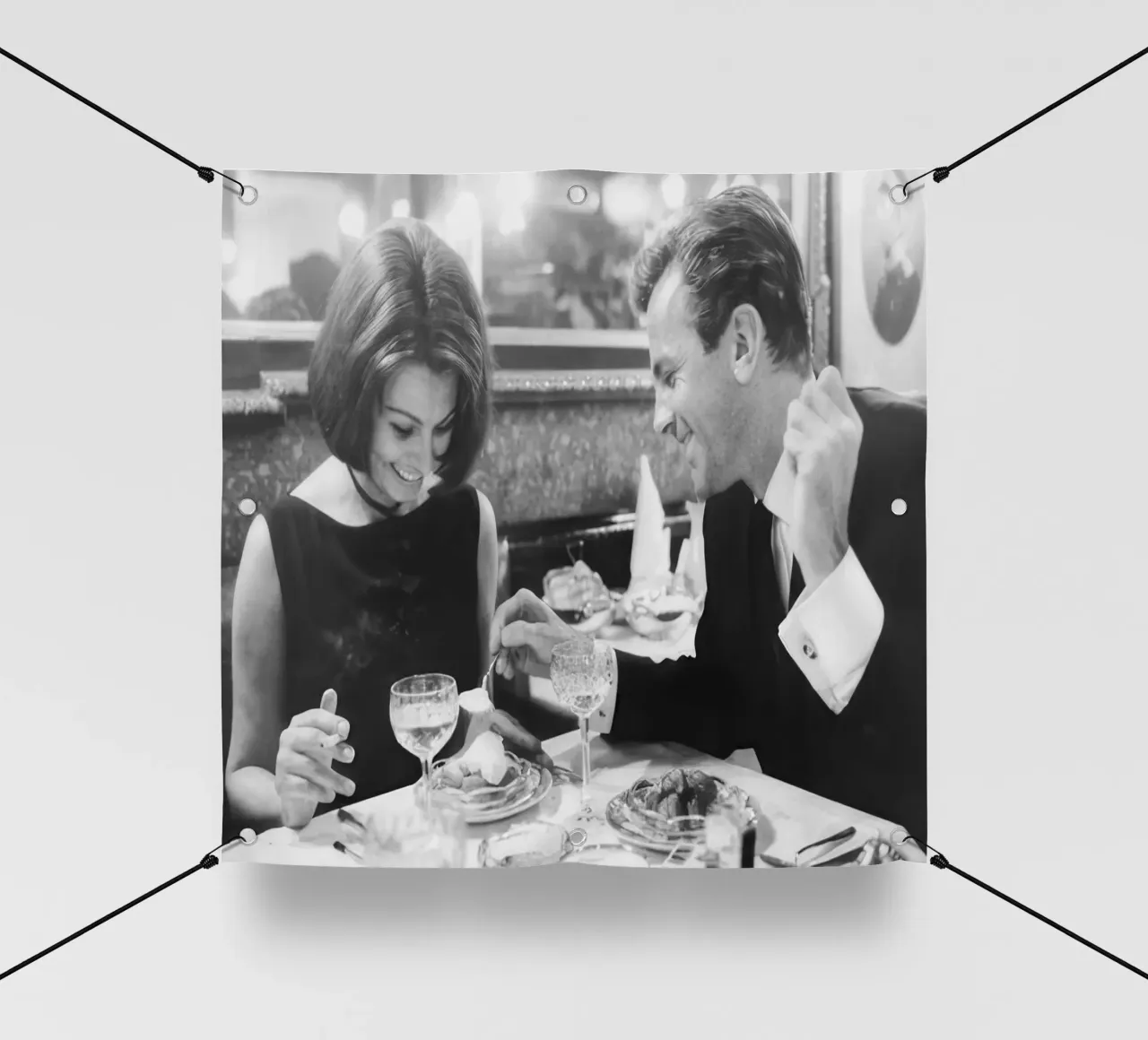 sophia loren e maximilian schell a cena telo in pvc da blacsteel