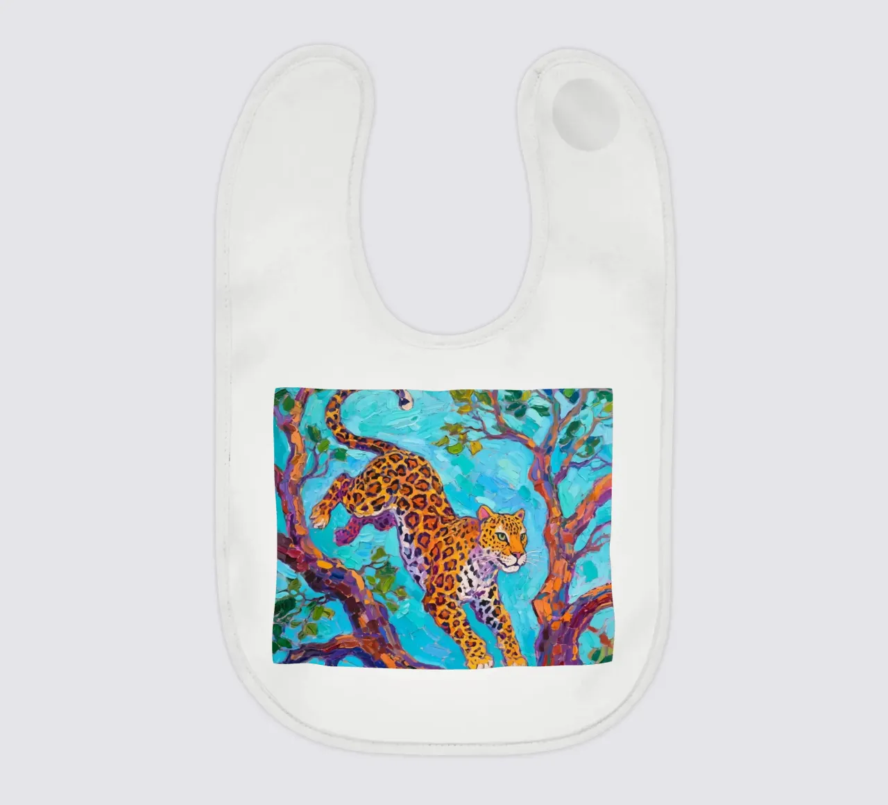 Leopard jumping between tree Babylätzchen von Slash Shop