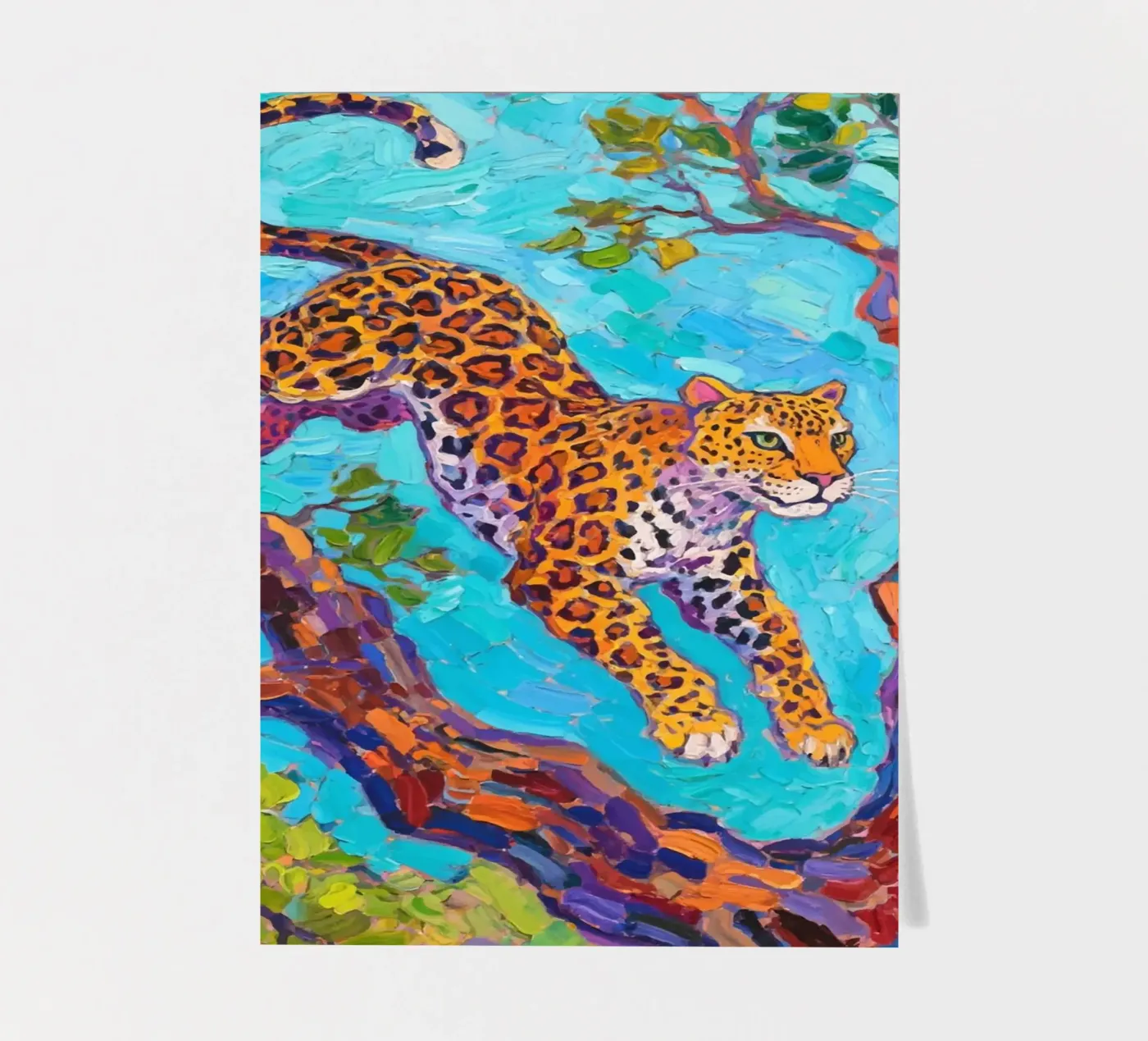 Leopard jumping between tree Stickerbogen von Slash Shop
