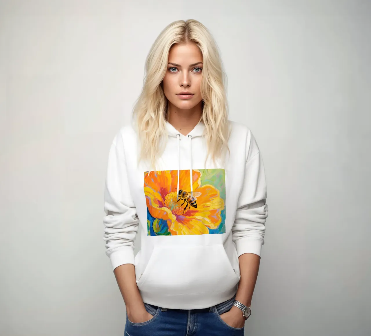 api appollaiate sui fiori felpa con cappuccio da Slash Shop