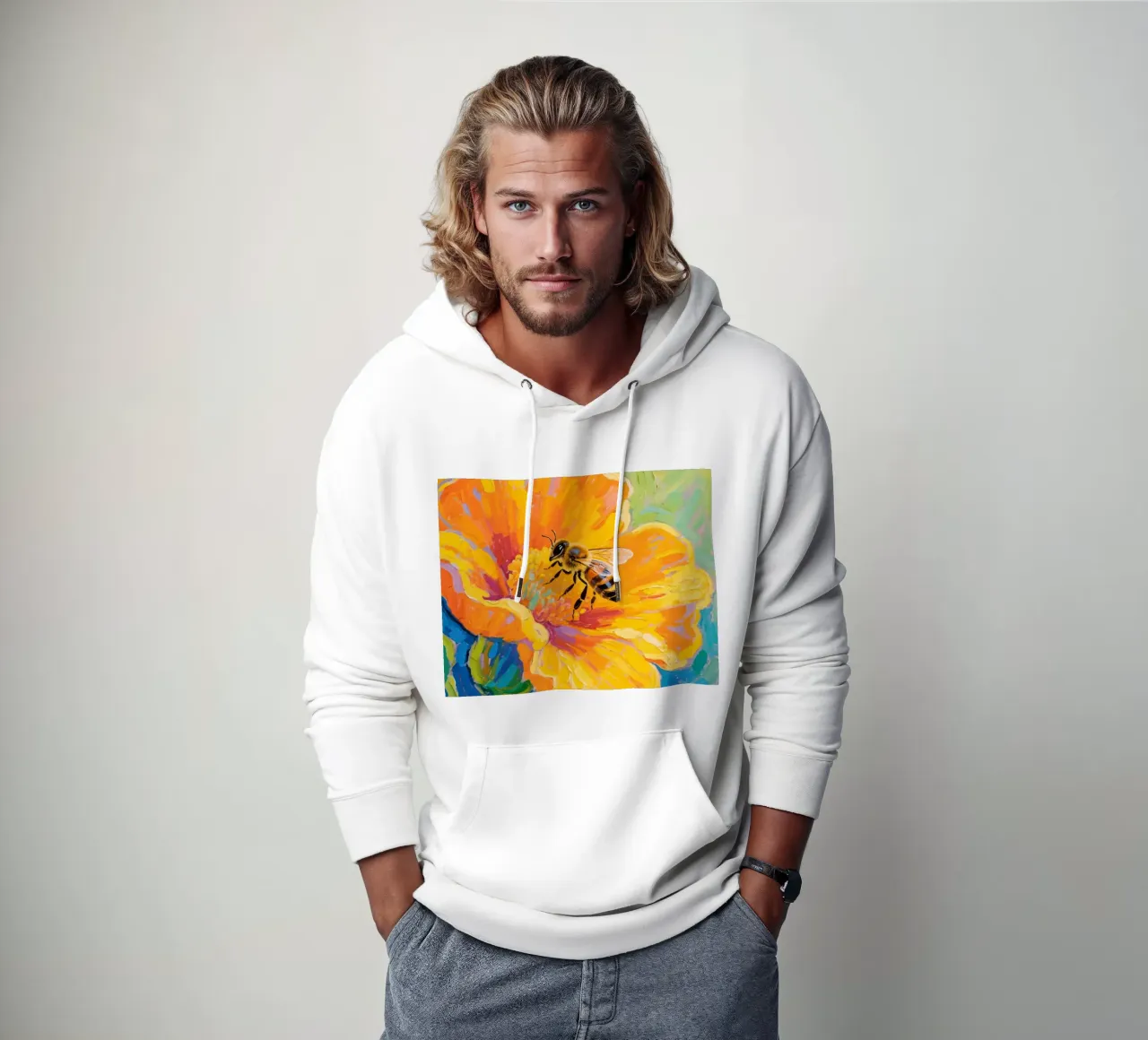 api appollaiate sui fiori felpa con cappuccio da Slash Shop
