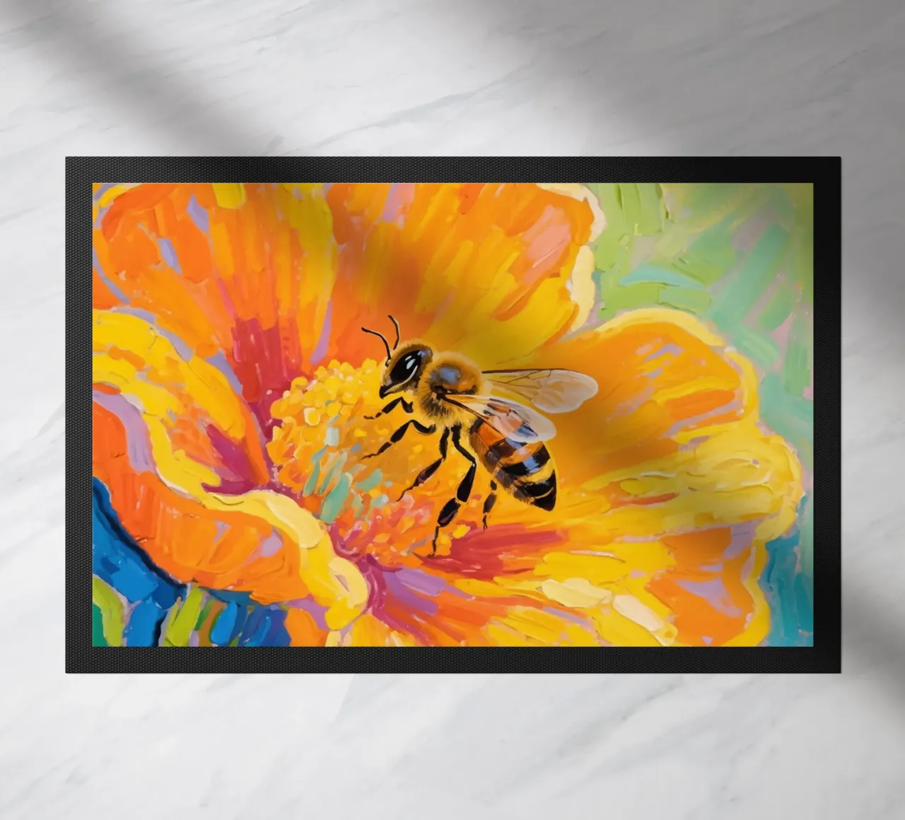 Bienen auf Blumen sitzend Fußmatte von Slash Shop