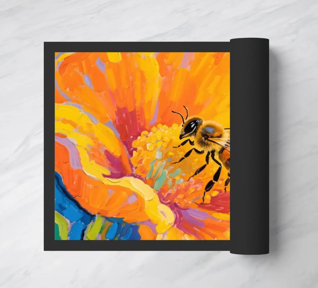 Bienen auf Blumen sitzend Fußmatte von Slash Shop