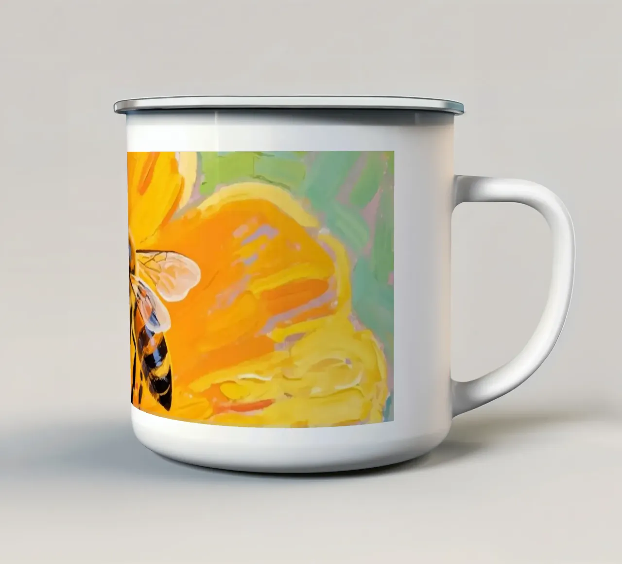 api appollaiate sui fiori tazza in smalto da Slash Shop