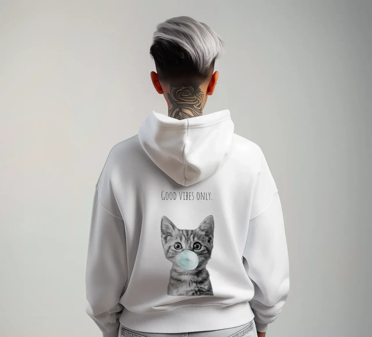 Cool cat - Good Vibes Only - turchese felpa con cappuccio da Melanie Viola