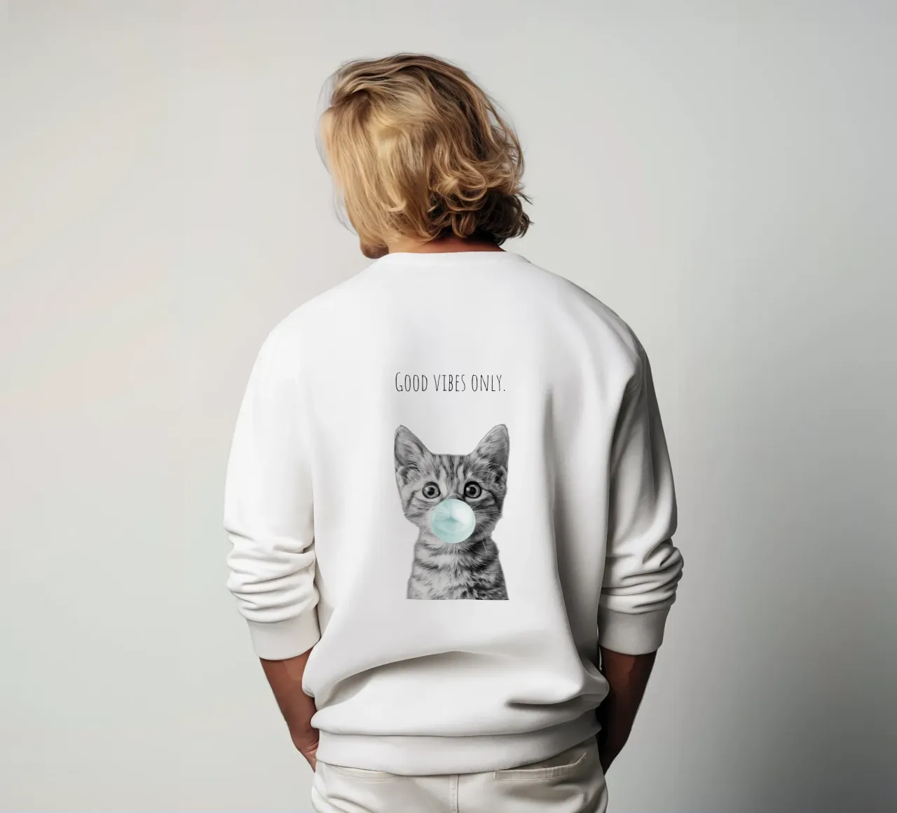 Cool cat - Good Vibes Only - turchese felpa da Melanie Viola