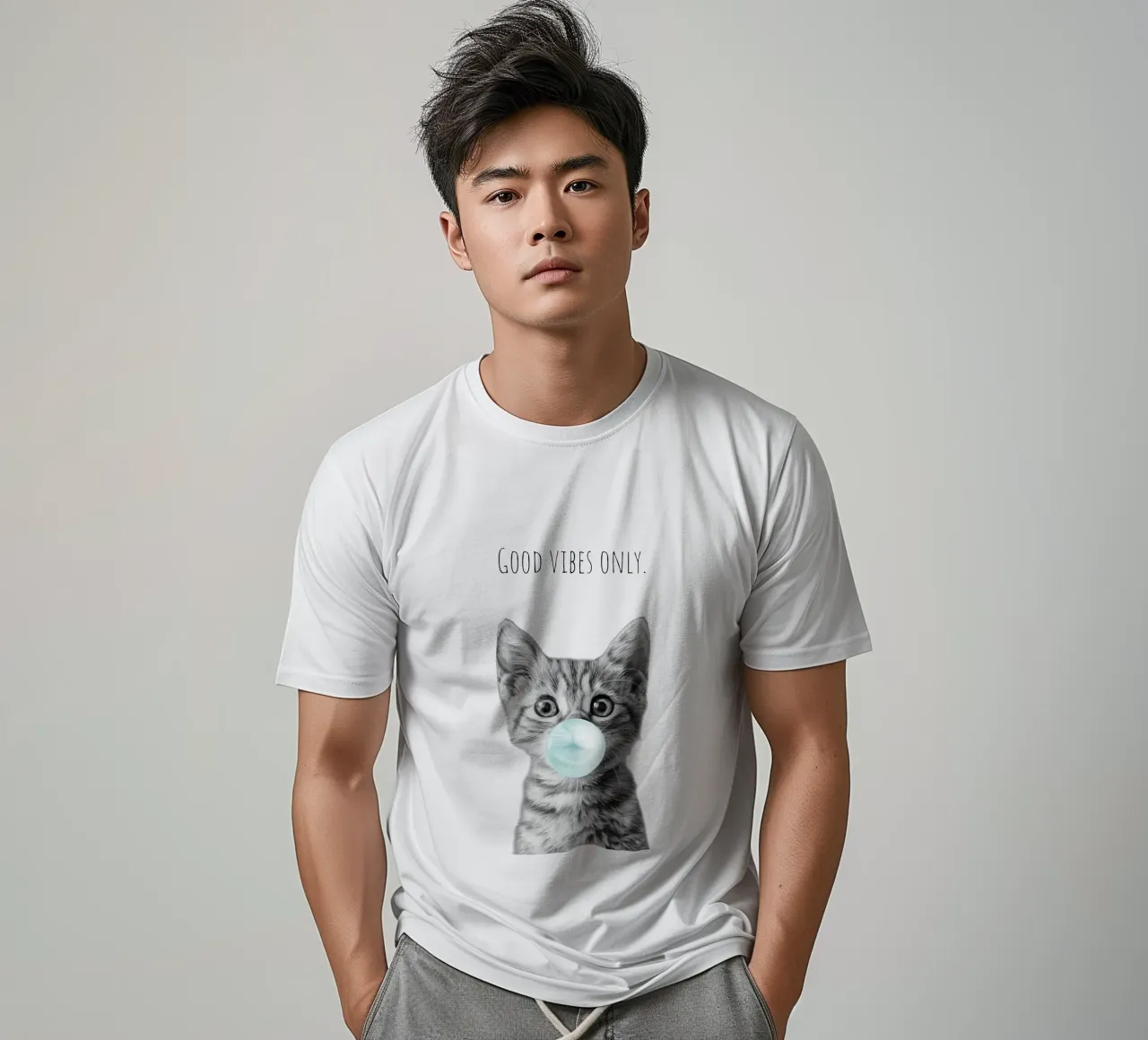 Cool cat - Good Vibes Only - turchese t-shirt da Melanie Viola