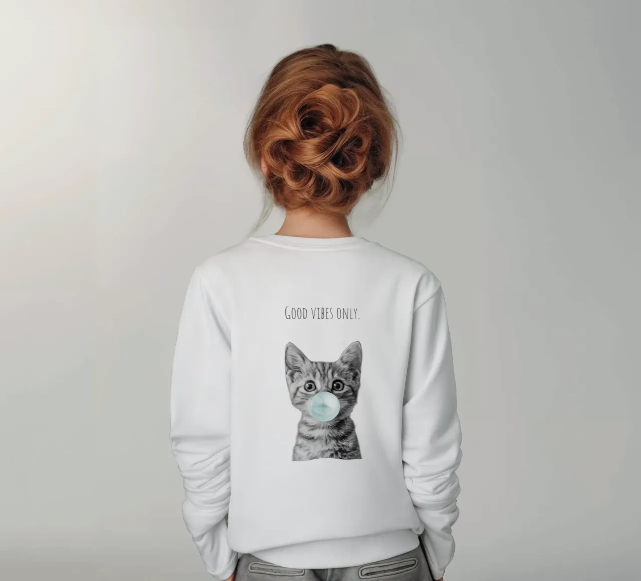 Cool cat - Good Vibes Only - turchese felpa bambino da Melanie Viola