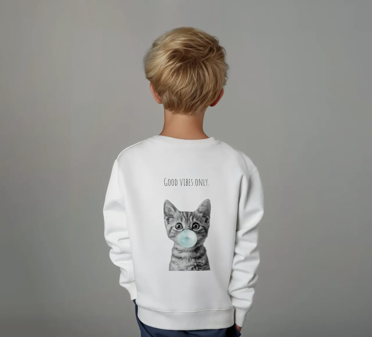 Cool cat - Good Vibes Only - turchese felpa bambino da Melanie Viola