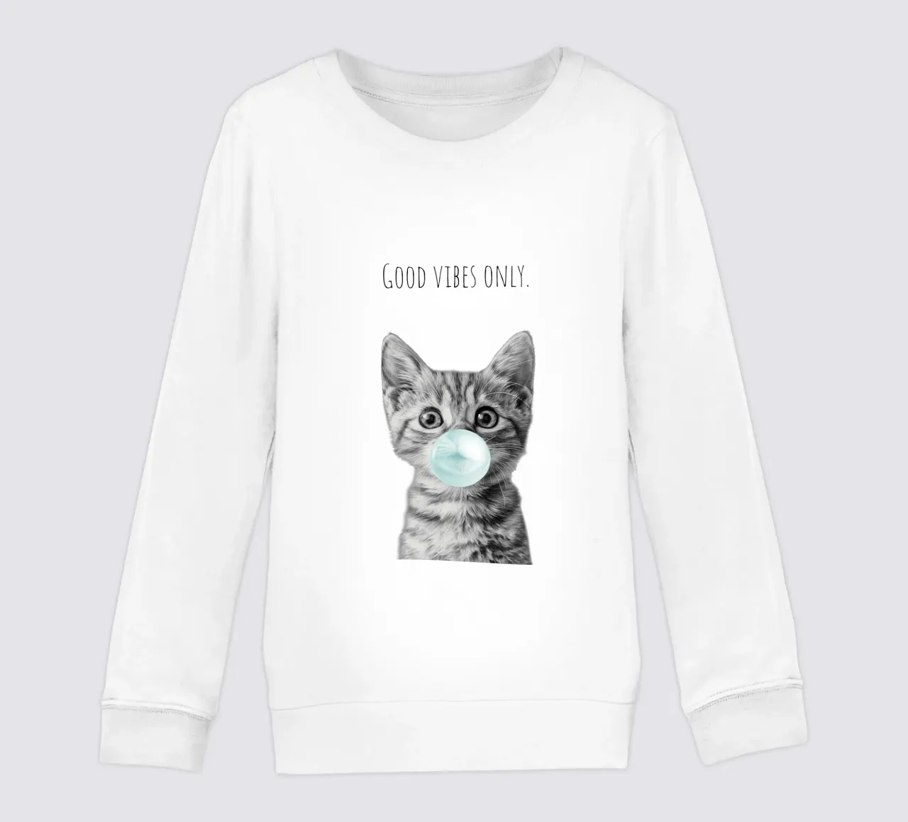 Cool cat - Good Vibes Only - turchese felpa bambino da Melanie Viola
