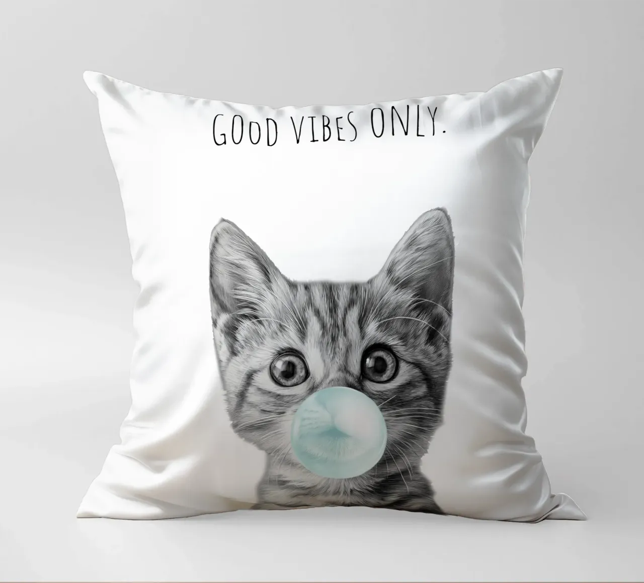 Cool cat - Good Vibes Only - turchese cuscino da Melanie Viola