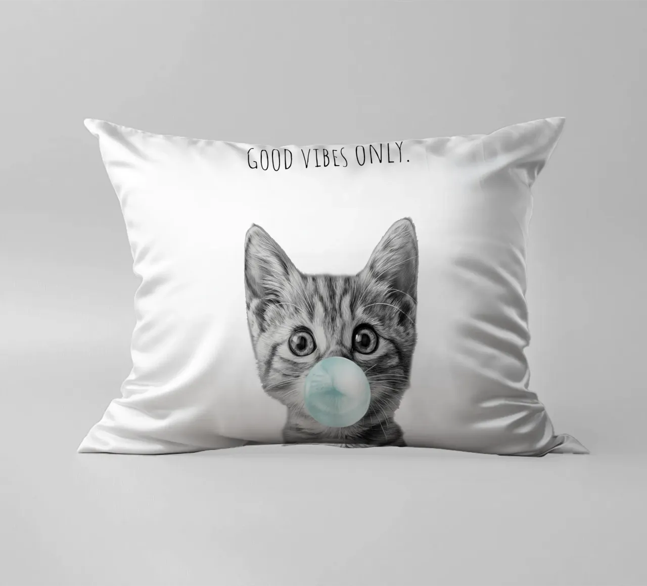 Cool cat - Good Vibes Only - turchese cuscino da Melanie Viola