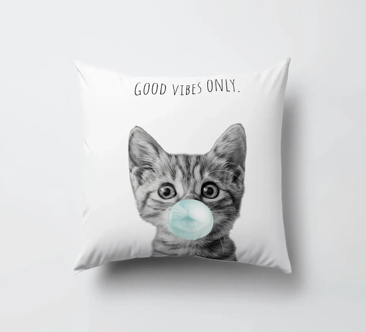 Cool cat - Good Vibes Only - turchese cuscino da Melanie Viola