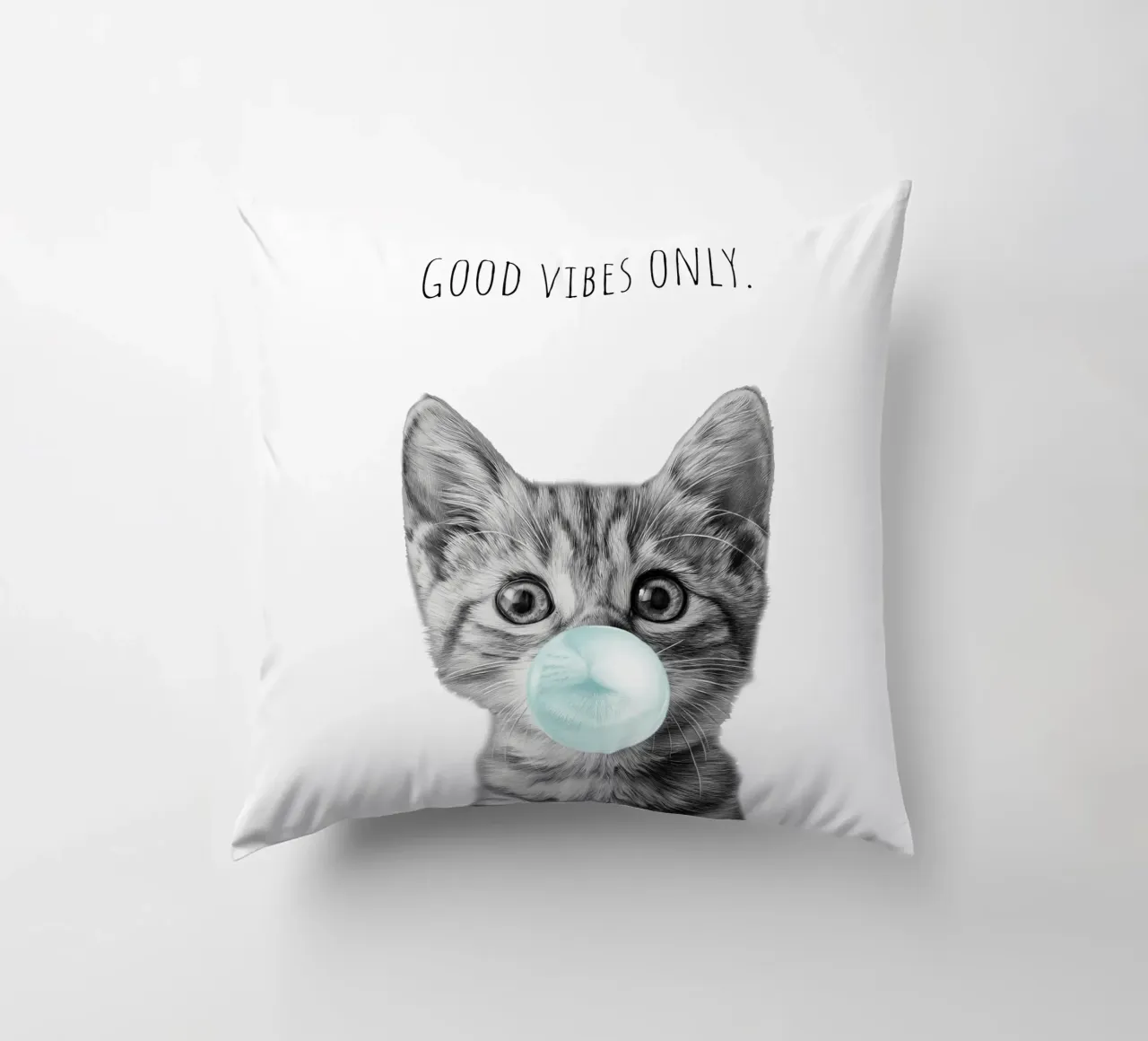 Cool cat - Good Vibes Only - turchese cuscino da Melanie Viola