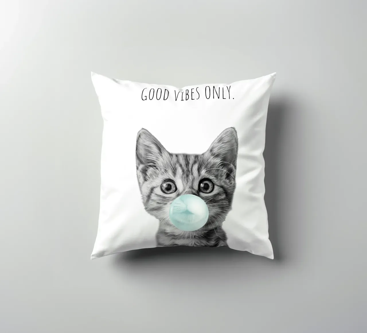 Cool cat - Good Vibes Only - turchese cuscino da Melanie Viola