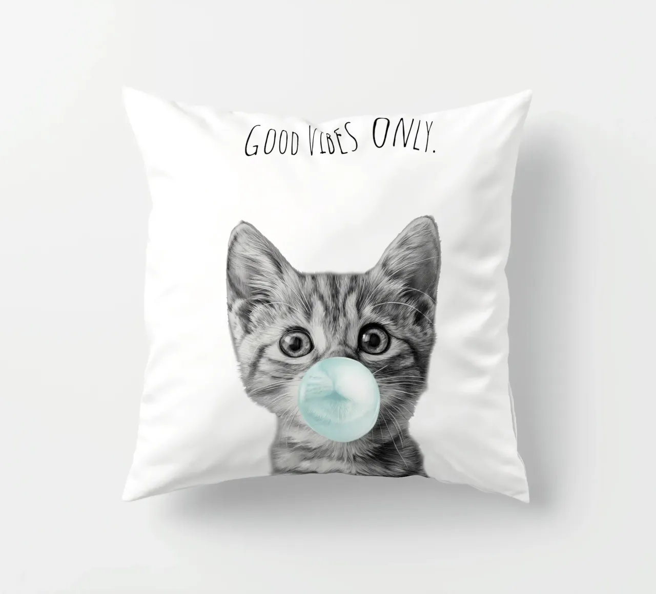 Cool cat - Good Vibes Only - turchese cuscino da Melanie Viola