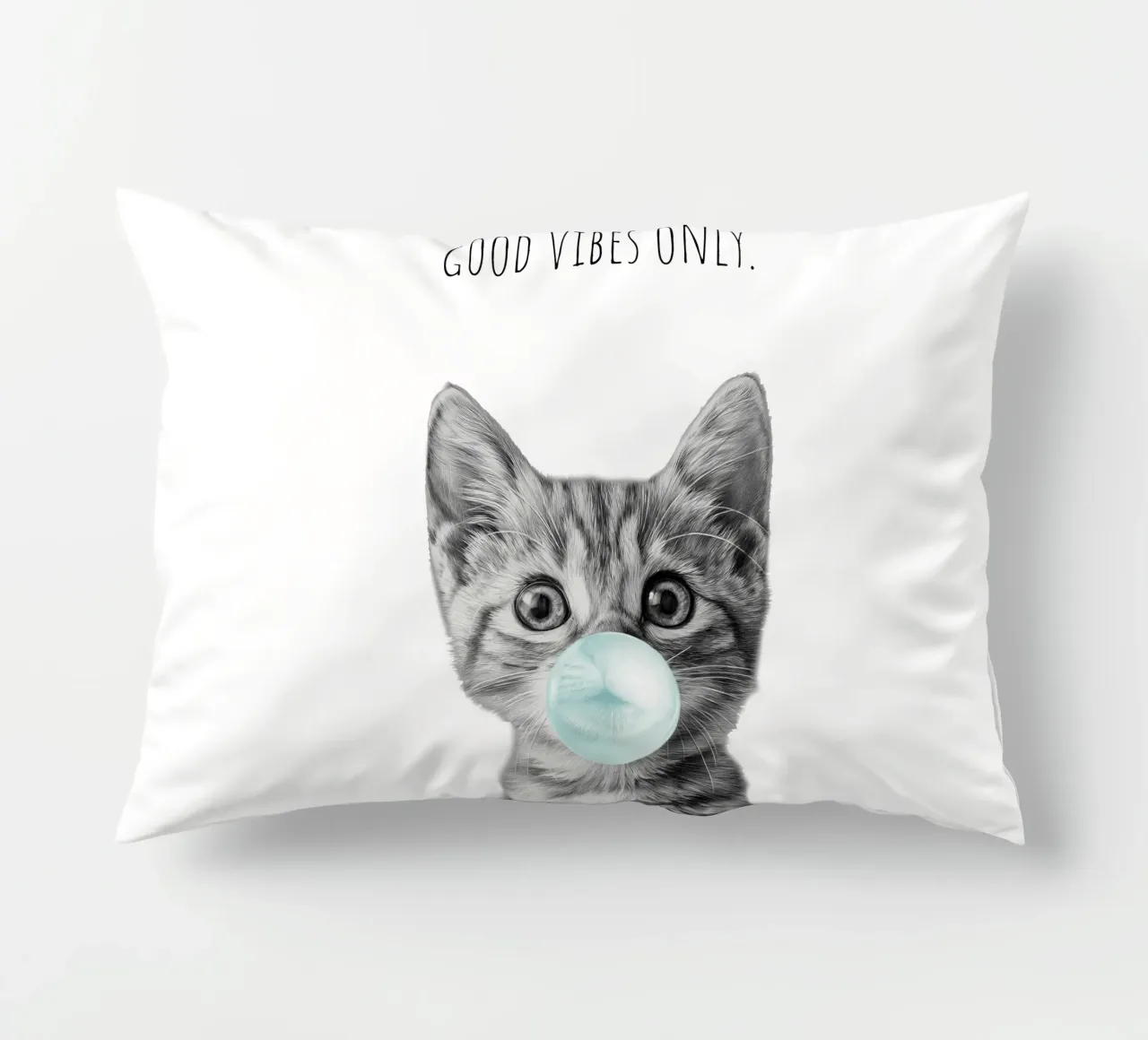 Cool cat - Good Vibes Only - turchese cuscino da Melanie Viola