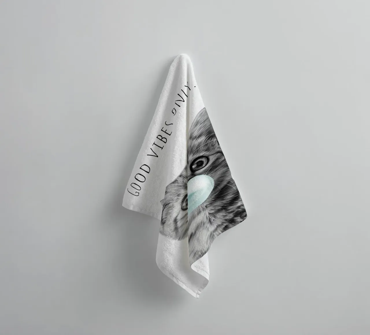 Cool cat - Good Vibes Only - turchese asciugamano da bagno da Melanie Viola