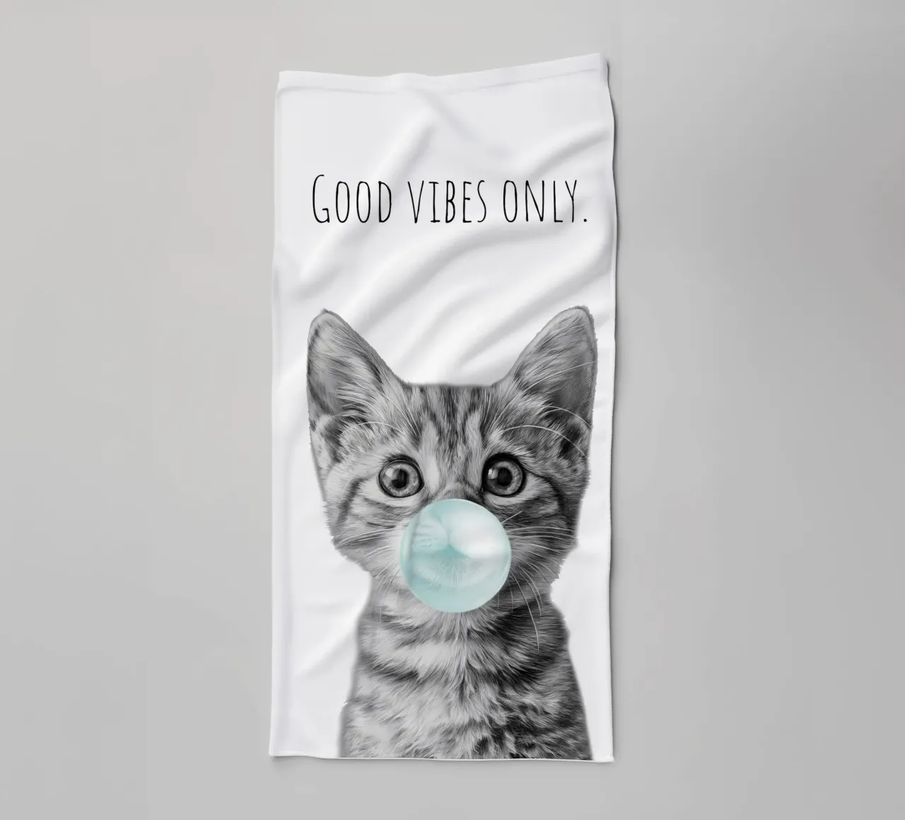 Cool cat - Good Vibes Only - turchese asciugamano da bagno da Melanie Viola