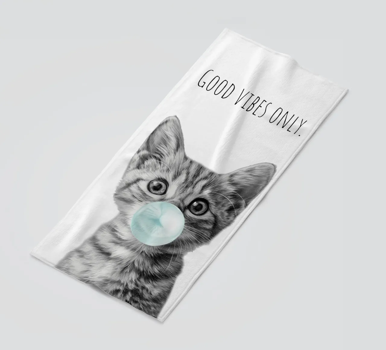 Cool cat - Good Vibes Only - turchese telo mare da Melanie Viola