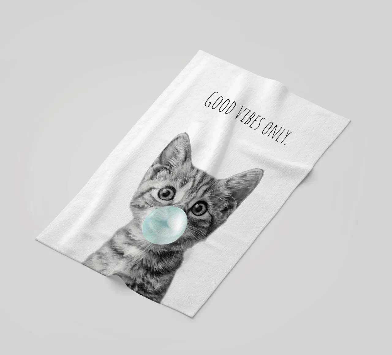 Cool cat - Good Vibes Only - turchese telo mare da Melanie Viola