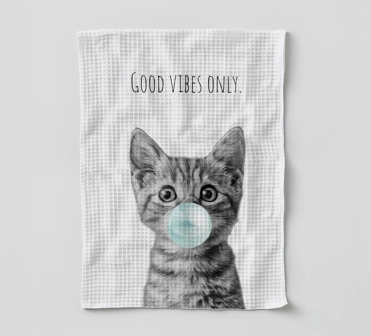 Cool cat - Good Vibes Only - turchese canovaccio da cucina da Melanie Viola