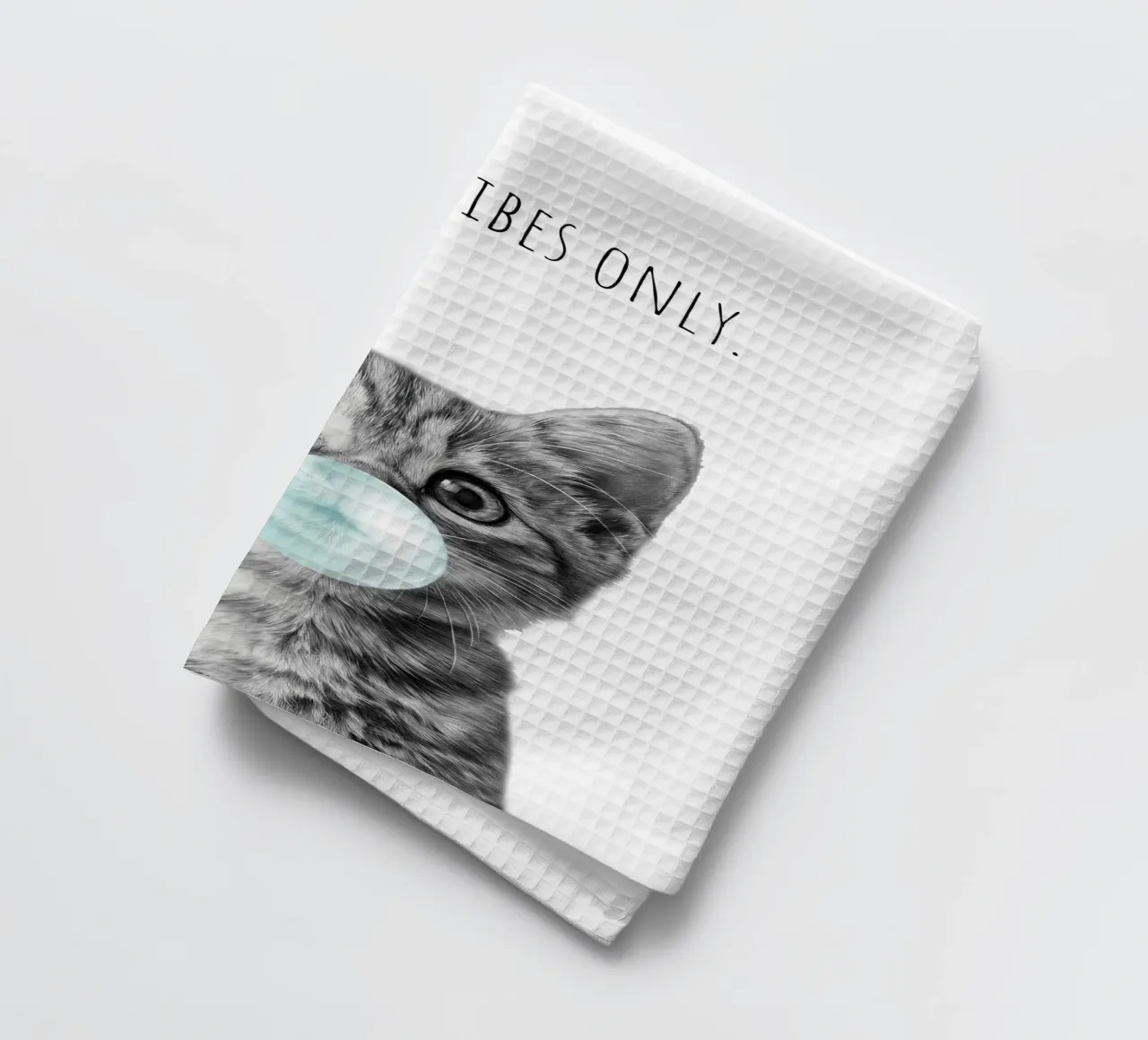 Cool cat - Good Vibes Only - turchese canovaccio da cucina da Melanie Viola