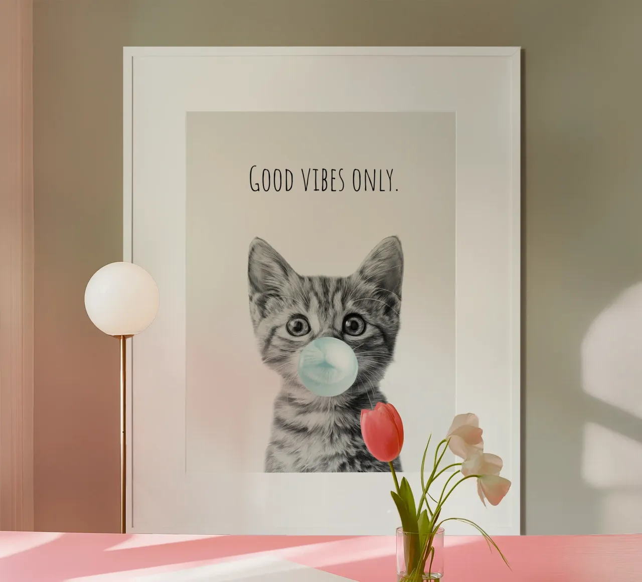 Cool cat - Good Vibes Only - turchese carta hahnemühle da Melanie Viola