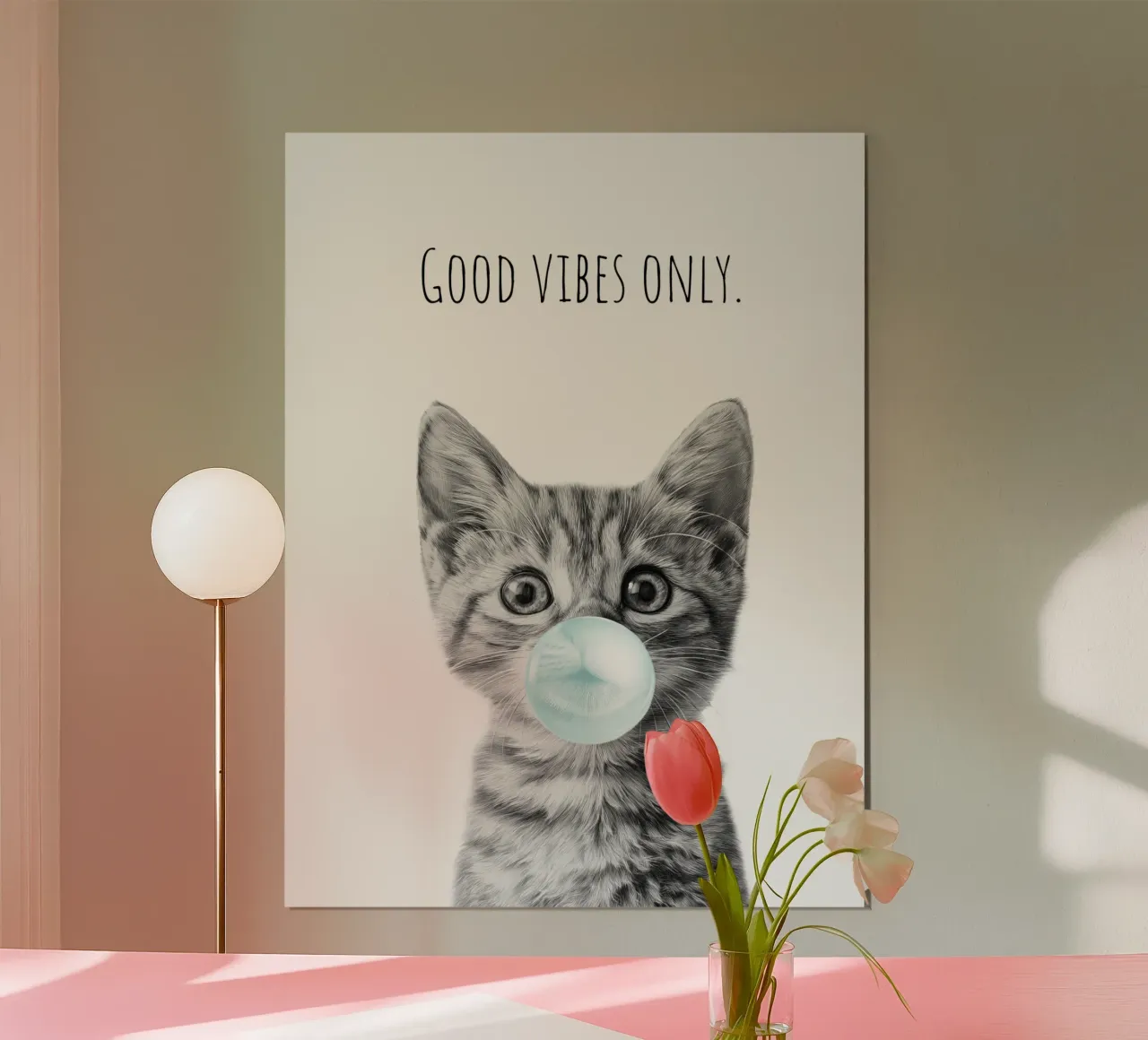 Cool cat - Good Vibes Only - turchese carta hahnemühle da Melanie Viola