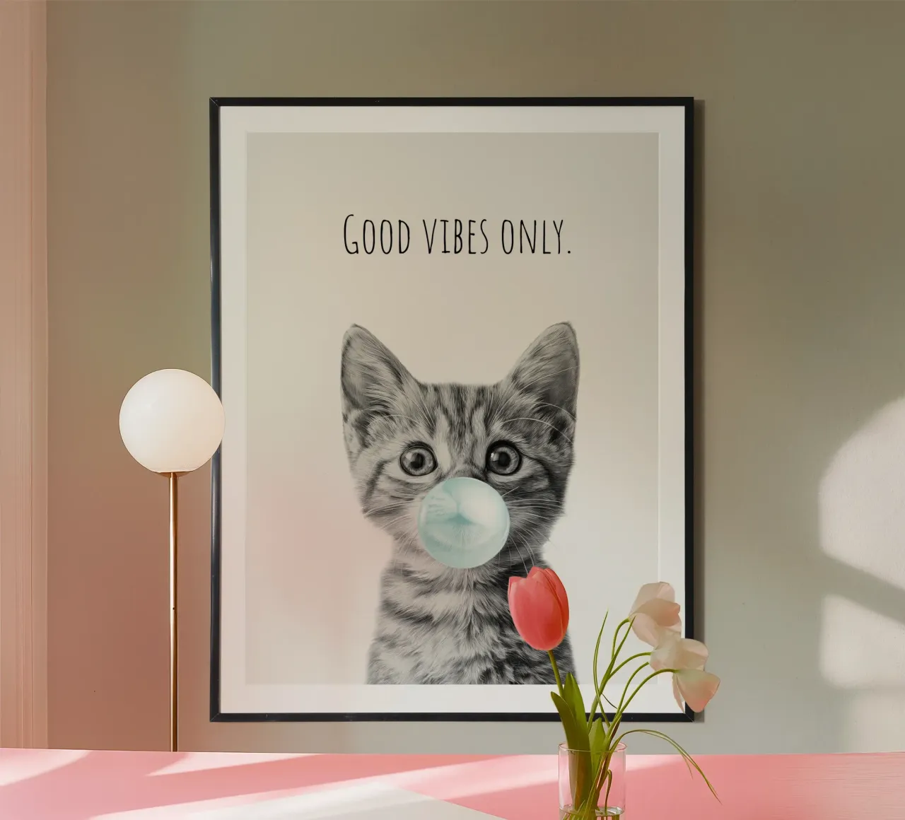 Cool cat - Good Vibes Only - turchese carta hahnemühle da Melanie Viola