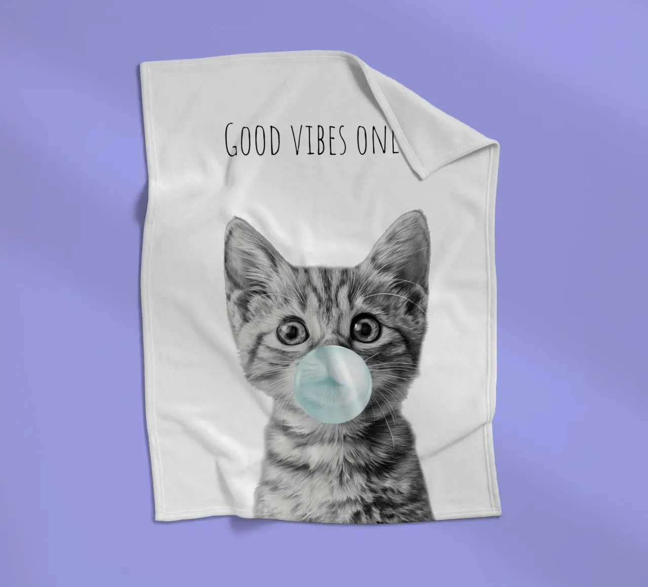 Cool cat - Good Vibes Only - turchese coperta in pile da Melanie Viola