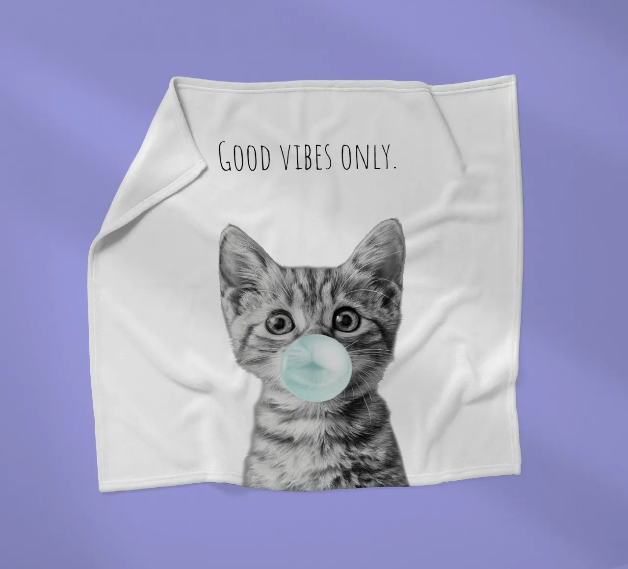 Cool cat - Good Vibes Only - turchese coperta in pile da Melanie Viola