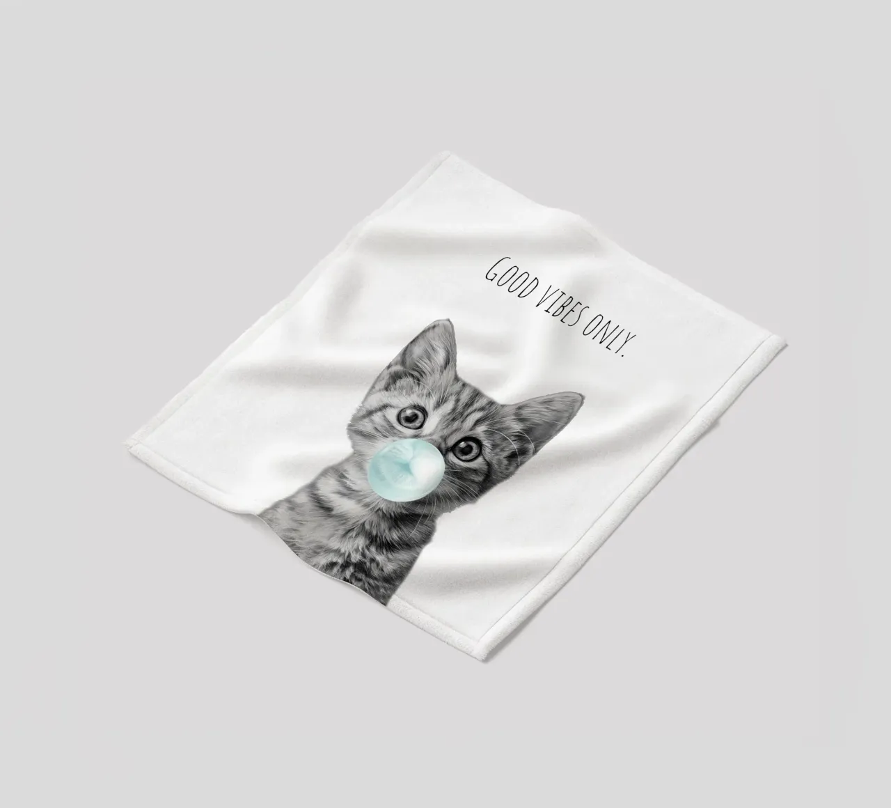 Cool cat - Good Vibes Only - turchese coperta in pile da Melanie Viola