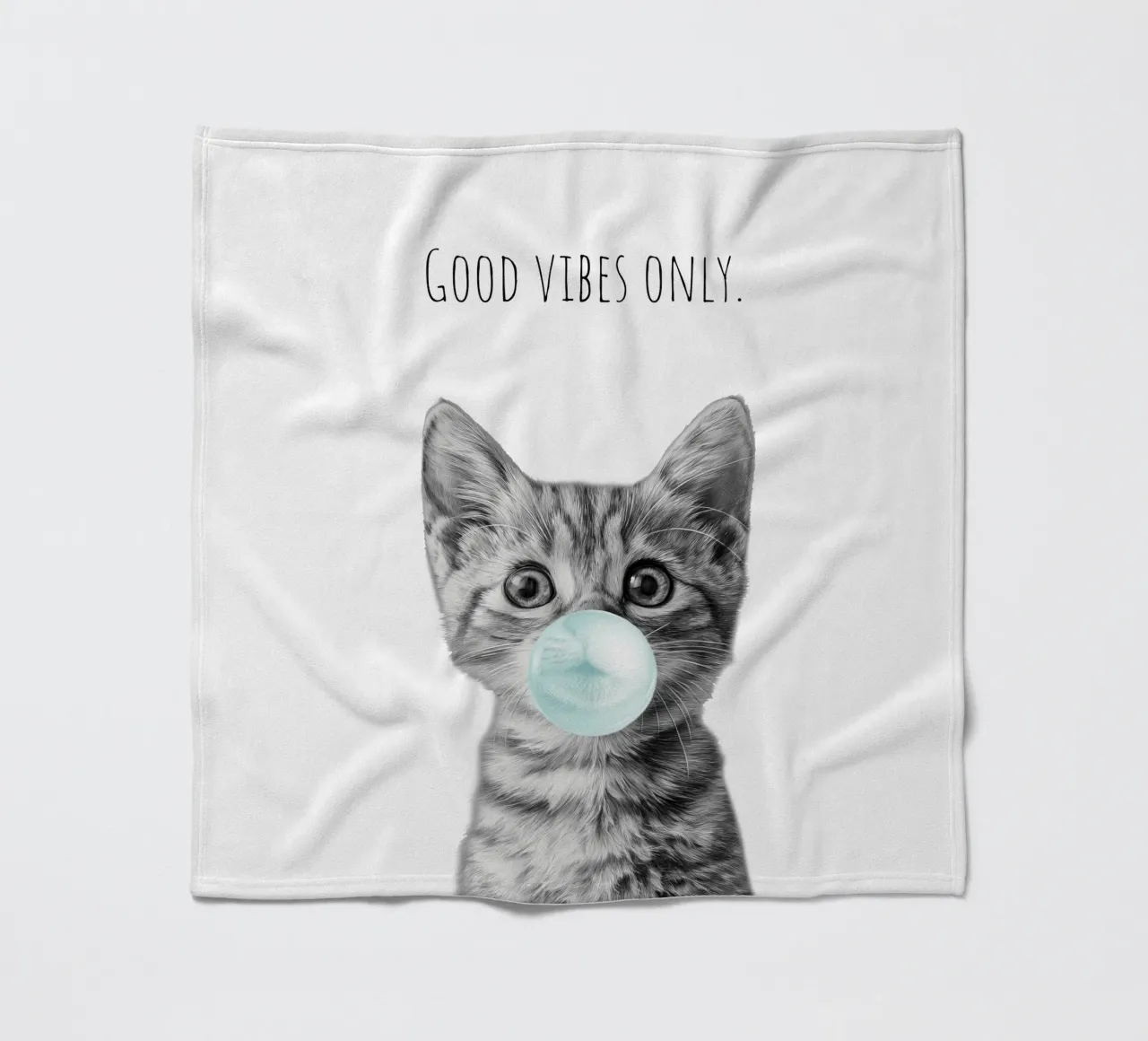 Cool cat - Good Vibes Only - turchese coperta in pile da Melanie Viola