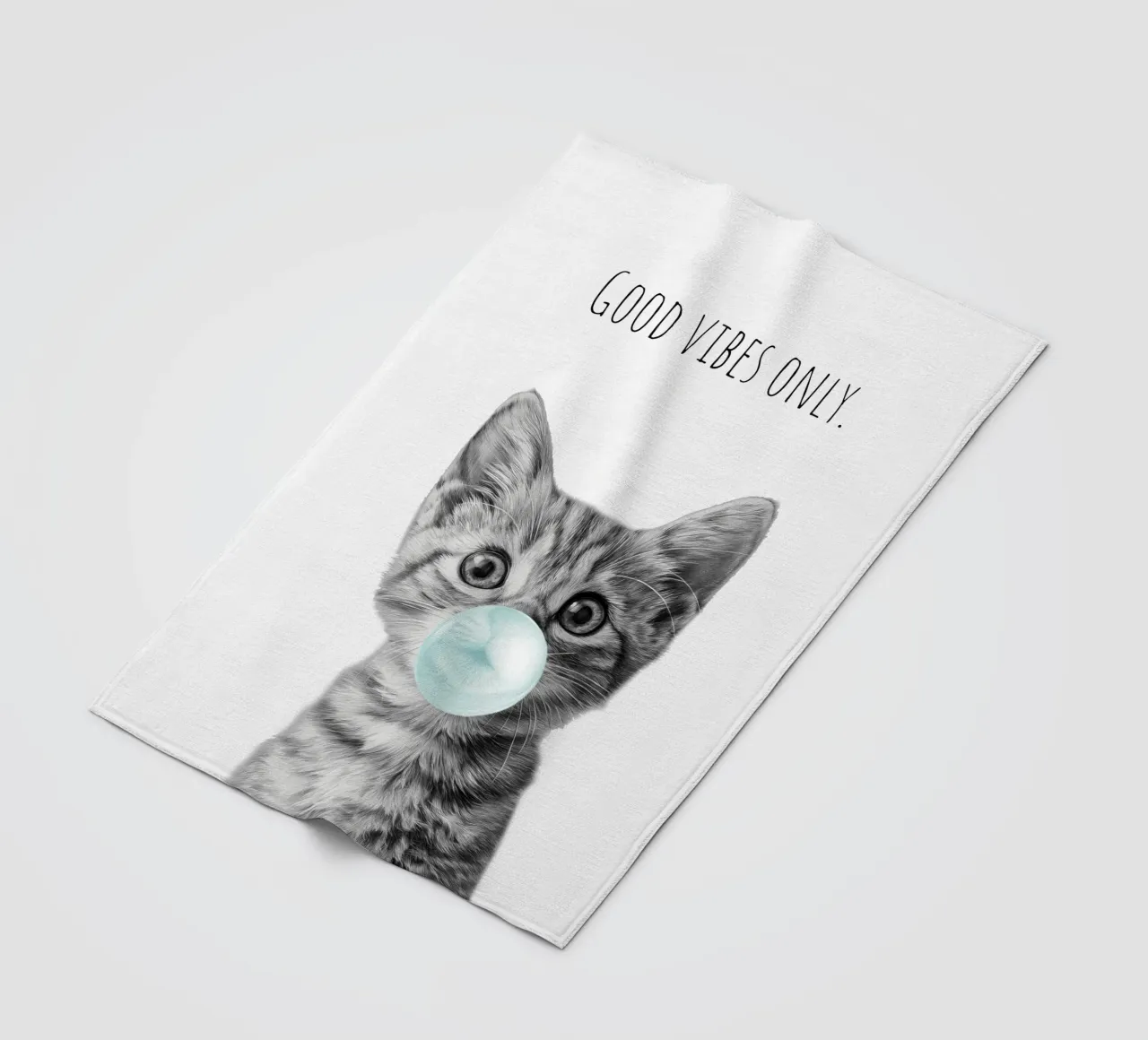Cool cat - Good Vibes Only - turchese coperta in pile da Melanie Viola