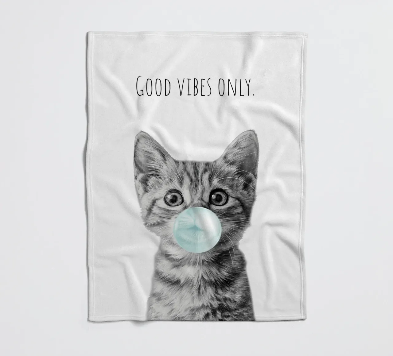 Cool cat - Good Vibes Only - turchese coperta in pile da Melanie Viola