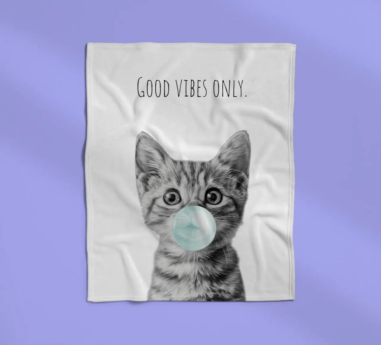 Cool cat - Good Vibes Only - turchese coperta in pile da Melanie Viola
