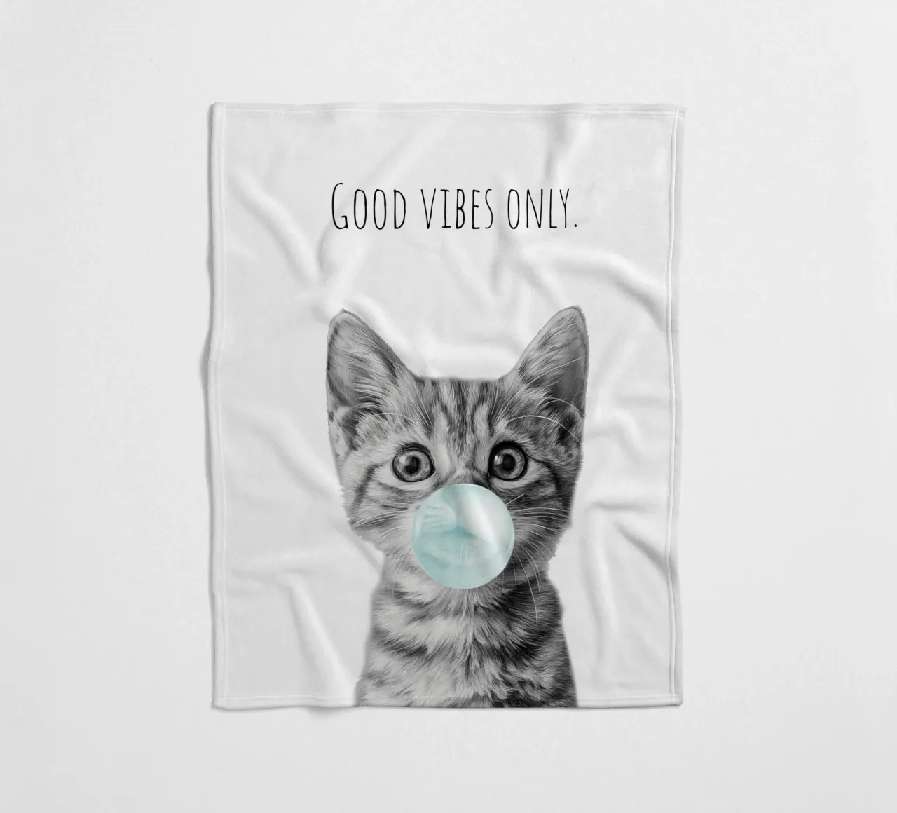 Cool cat - Good Vibes Only - turchese coperta in pile da Melanie Viola