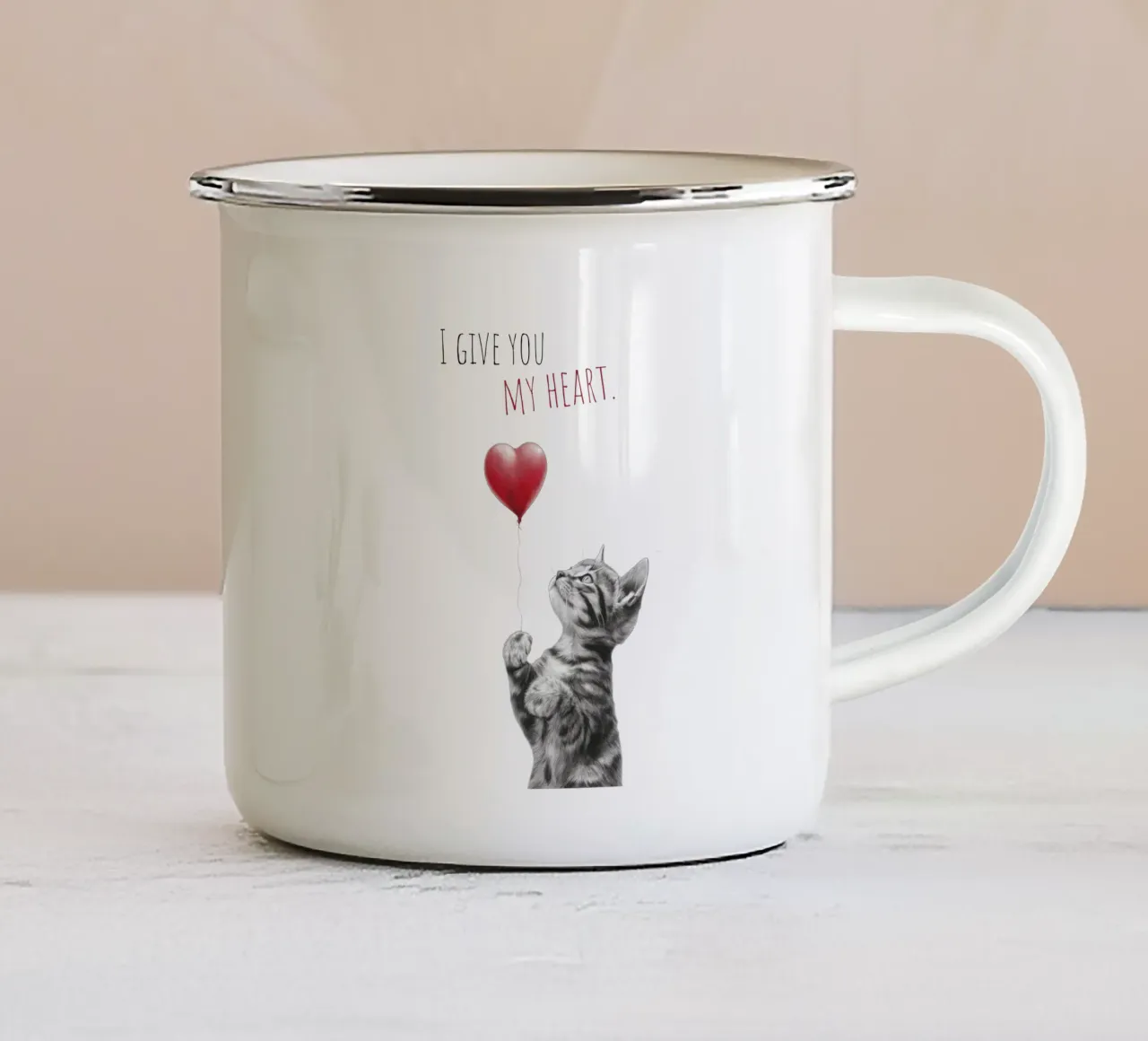 Amore per i gatti tazza in smalto da Melanie Viola