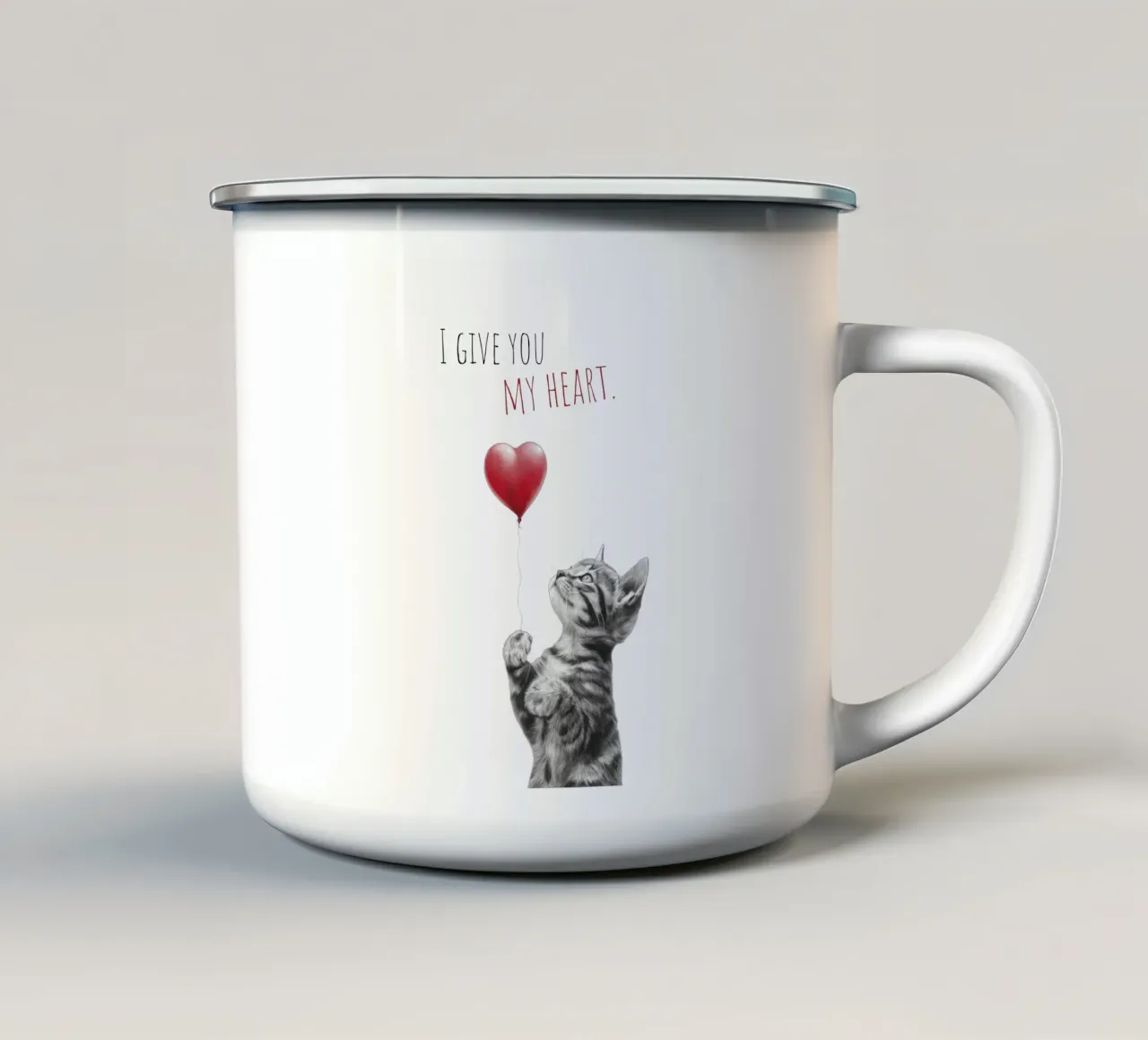 Amore per i gatti tazza in smalto da Melanie Viola