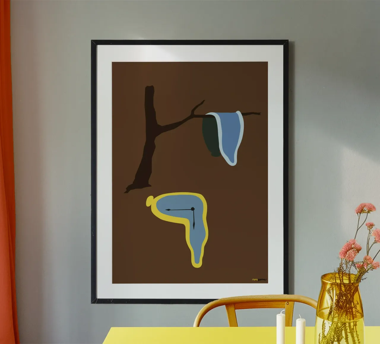 The Persistence Of Memory poster with wooden frame by Rafa Gomes