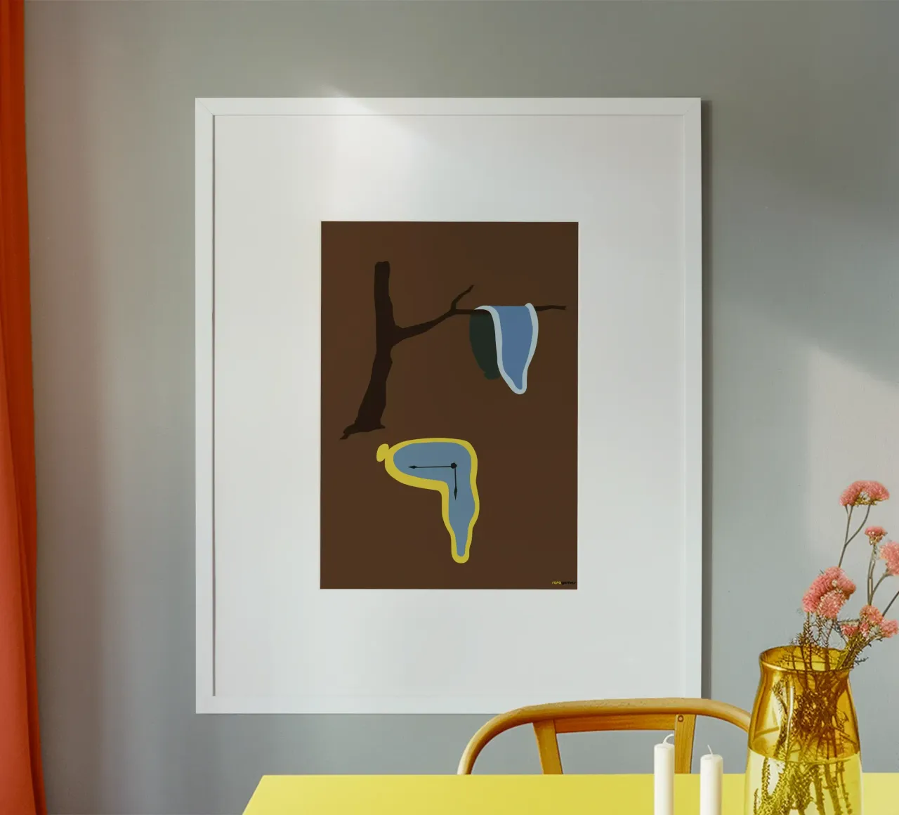 The Persistence Of Memory poster with wooden frame by Rafa Gomes