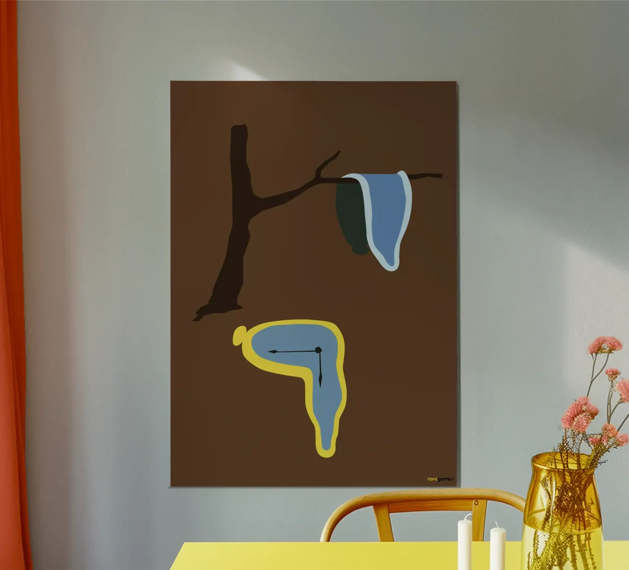 The Persistence Of Memory poster with wooden frame by Rafa Gomes