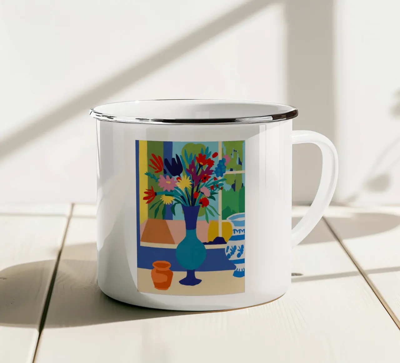 Bouquet davanzale tazza in smalto da Sun Riser