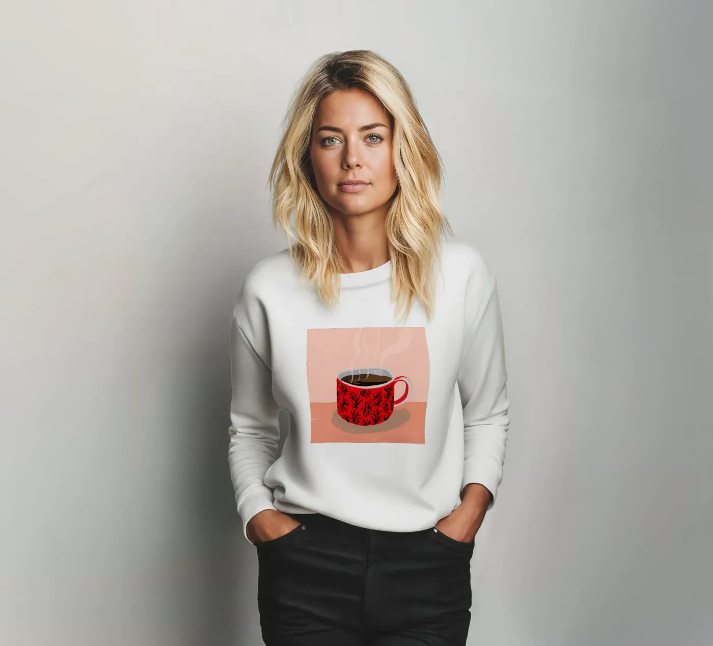 Red Patterned Mug sweatshirt by Sun Riser