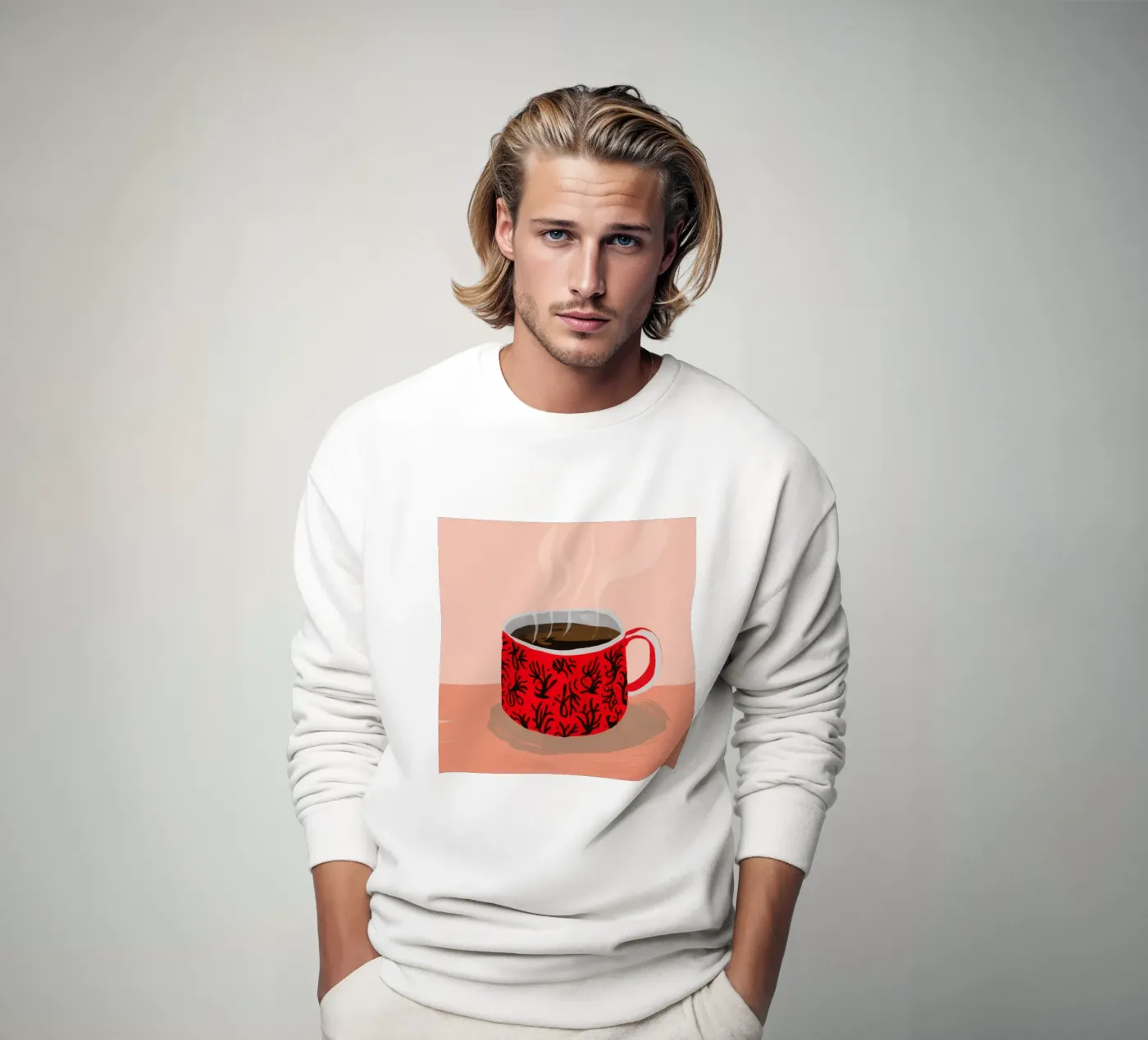 Red Patterned Mug sweatshirt by Sun Riser
