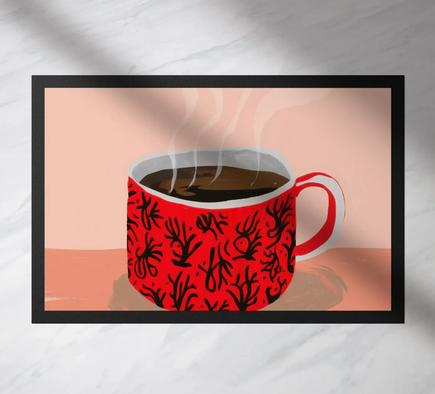 Red Patterned Mug doormat by Sun Riser