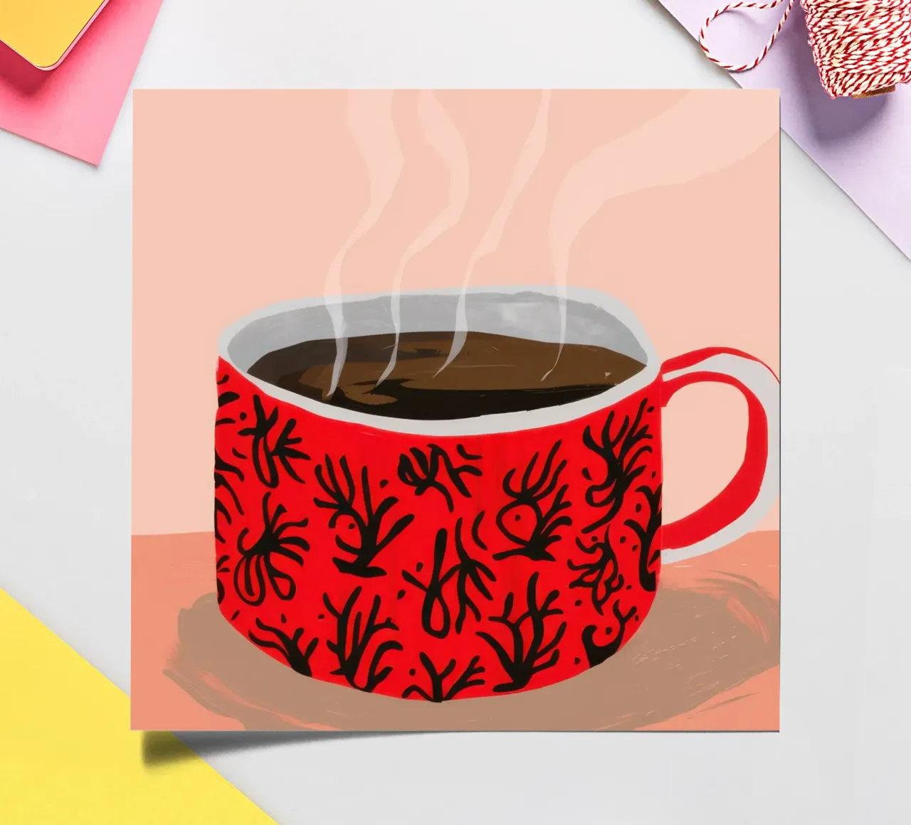 Red Patterned Mug sticker sheet by Sun Riser