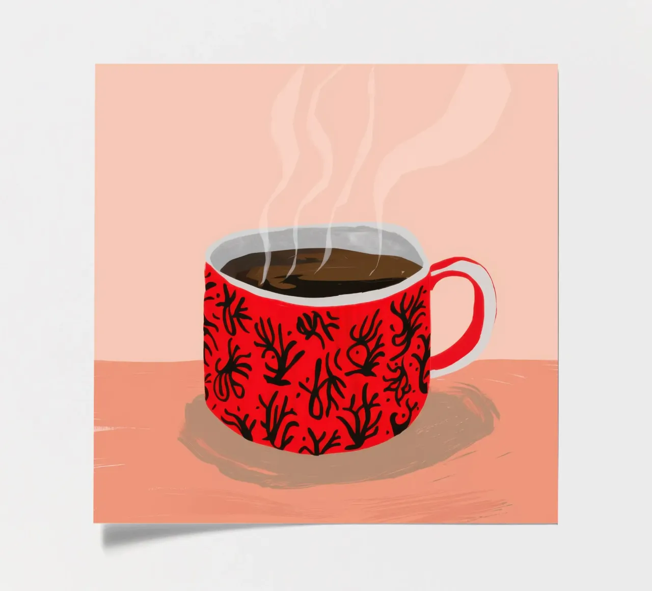 Red Patterned Mug sticker sheet by Sun Riser