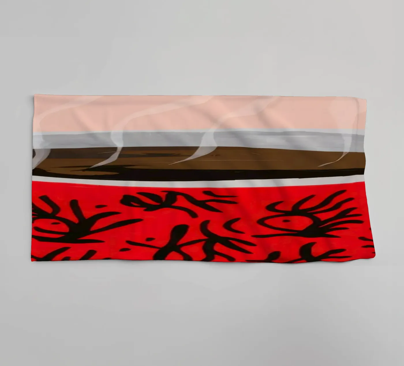 Red Patterned Mug badhanddoek van Sun Riser